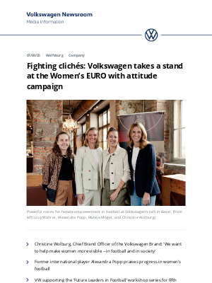 Volkswagen - Fighting clichés: Volkswagen takes a stand at the Women’s EURO with attitude campaign