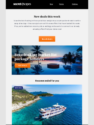 Secret Escapes (United Kingdom) - New deals to tick another destination off the bucket-list!