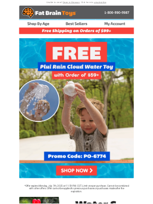 Fat Brain Toys - Jeffrey, Get a FREE Water Toy!