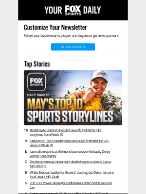 FOX Sports - What were the top 10 storylines in sports in May?