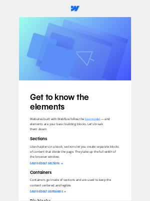 Webflow - Sections, containers, div blocks, and more
