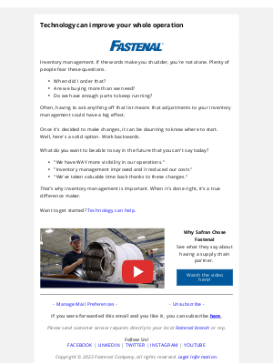Fastenal - Inventory management is easier with technology