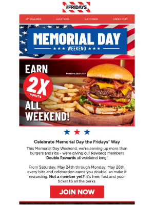 TGI Fridays - 2X Points All Weekend Long 🇺🇸
