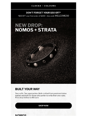 Clocks and Colours - NEW DROP: Nomos + Strata leather cuffs