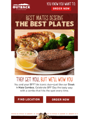 Outback Steakhouse - Celebrate BFF Day with Your Favorite Mate (and a Steak ‘n Mate Combo!)