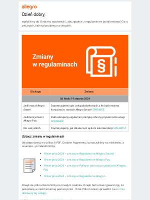 Allegro (Poland) - Nowości i zmiany dla kupujących od 19 sierpnia