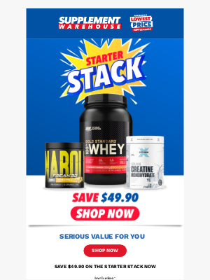Supplement Warehouse (Australia) - Save $49.90 👉 The Complete Starter Stack