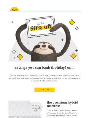 Eve Sleep (UK) - savings you can bank (holiday) on