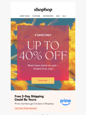 Shopbop - 4 DAYS ONLY: up to 40% off