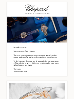 Chopard - Thank you for your subscription