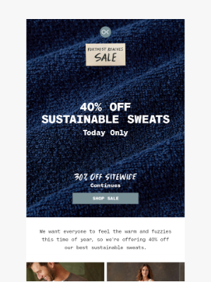 Outerknown LLC - 40% Off Sustainable Sweats