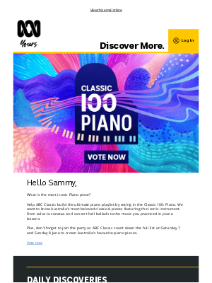 Australian Broadcast Corporation - What will you vote for in the Classic 100: The Piano?