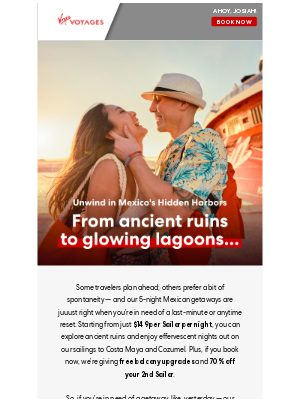 Virgin Voyages - Limited quick and dreamy getaways to Mexico & free balcony upgrades – don't miss out!