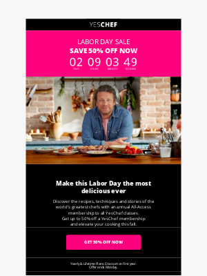 YesChef - Ends soon: Save 50% and reach your cooking goals this fall