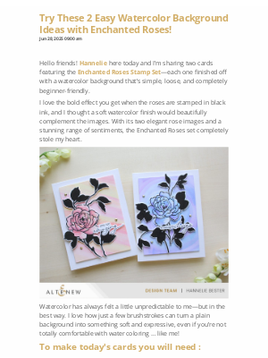 Altenew - Try These 2 Easy Watercolor Background Ideas with Enchanted Roses!