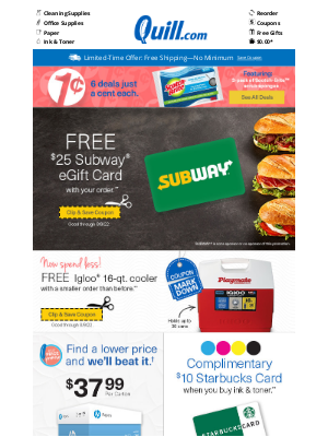 Quill - Your $50 Off and Subway® eGift Card Deal are Here
