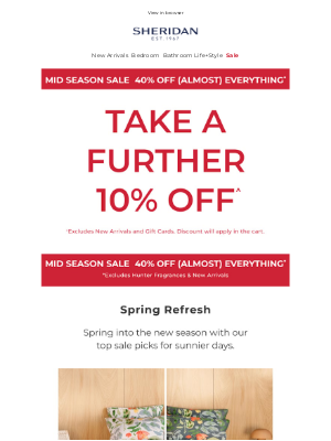 Sheridan (Australia) - Take a further 10% off (almost) everything