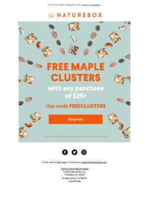 NatureBox - FREE SNACK with your purchase TODAY ONLY