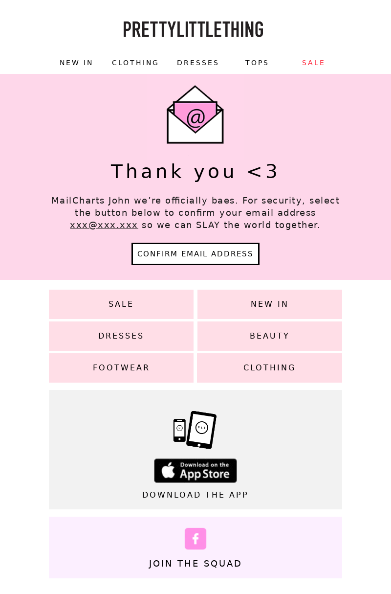 PrettyLittleThing USA - Account confirmation for MailCharts John