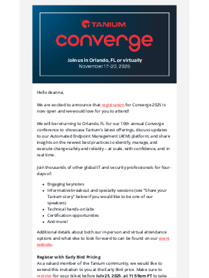 Tanium - Converge 2025 – Registration is now open!