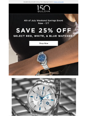 Bulova - Celebrate July 4th in Bold Style & Save!