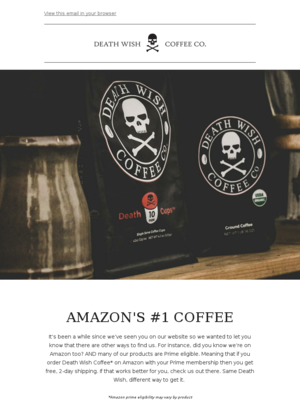 Winback email campaign from Death Wish Coffee Company