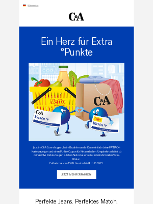 C&A (Germany) - Jetzt im Store: bis zu 15fach °punkten!