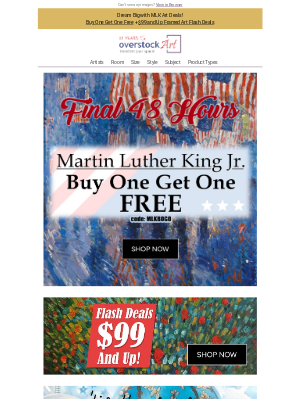 overstockArt - Final 48 Hours to Dream Big with MLK Day Art Deals!