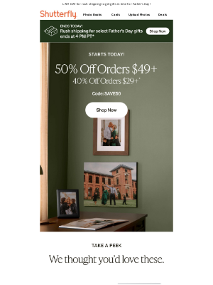 Shutterfly - Psst...50% off your qualified order just landed in your inbox! 🤩