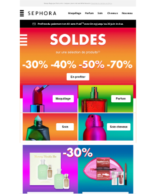Sephora (France) - Les Soldes d'été jusqu'à -70%, c'est maintenant 🔥