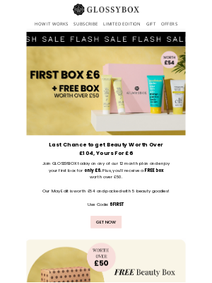 GlossyBox (United Kingdom) - ENDS SOON: Over £104 worth of beauty for £6⏳