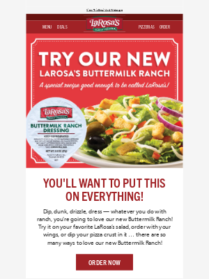 LaRosa’s Pizzeria - Our NEW Buttermilk Ranch is HERE!