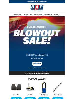 Buy Auto Parts - Month-end SAVINGS!