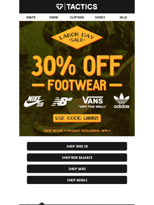 Tactics - FOOTWEAR SALE: save on Nike SB, NB#, Vans & adidas