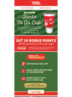 Golden Corral - Santa Cup + Bonus Points = Win!