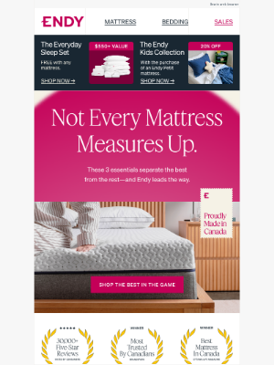 Endy (Canada) - $550+ in free bedding with the most trustworthy mattress