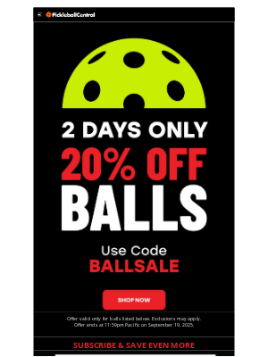 PickleballCentral - Don't Miss Out: 20% Off Pickleballs!