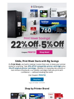 123inkjets - 🖨️ Print Week = Print Savings: 22% Off Ink!
