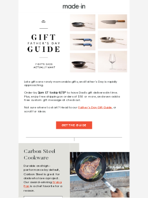 Made In Cookware - Final Hours for Free Shipping on Dad's Gift