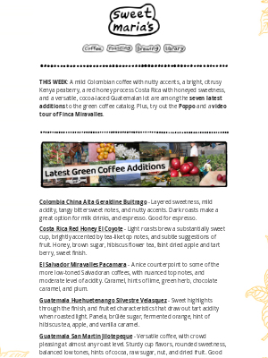 Sweet Maria’s Coffee - Red Honey Costa Rica, Kenya Peaberry & More Additions!
