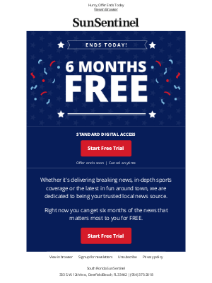 Sun-Sentinel - Don't Miss Out on Your 6-Month Trial at No Cost!