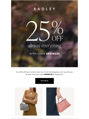 Radley (United Kingdom) - 25% off ends tomorrow