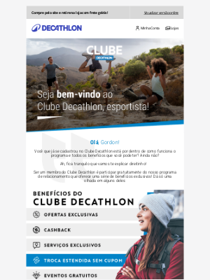 Decathlon (Brazil) - Seja bem-vindo ao Clube Decathlon, Gordon! 💙