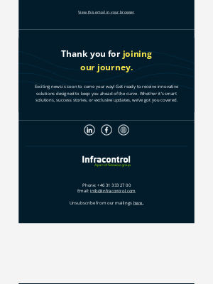 Infracontrol - Thank you for joining our journey.