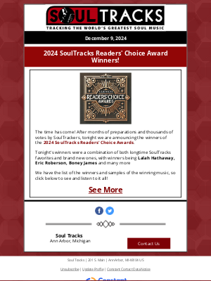 SoulTracks, LLC - Breaking News: See the Winners of the 2024 SoulTracks Readers' Choice Awards