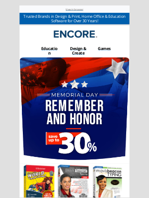 Encore - Memorial Day Catalog Offer -  Save Up To  30%!