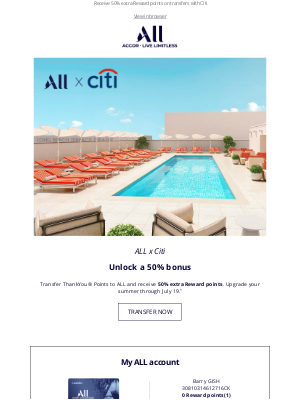 Accor Hotels - Bonus Reward points are waiting, Barry