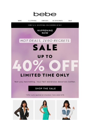 bebe - Still Obsessed? Up to 40% Off Ends Soon!