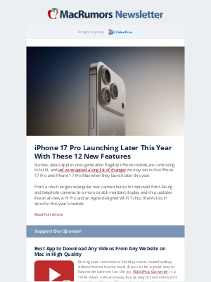 MacRumors - iPhone 17 Pro Rumors, CarPlay Bug Fix, and More