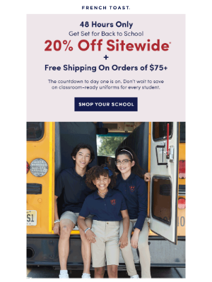 Frenchtoast School Uniforms - Ends tonight: 20% off + free shipping 🔔